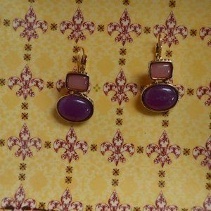 Gold Purple & Pink Earrings
